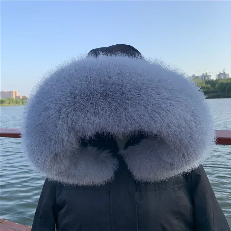 New Faux Fox Fur Collar Winter Women Fake Fur Scarf Shawls for Coat Warmer Decor Furry Hood Trims Parkas Jacket Fur Scarves