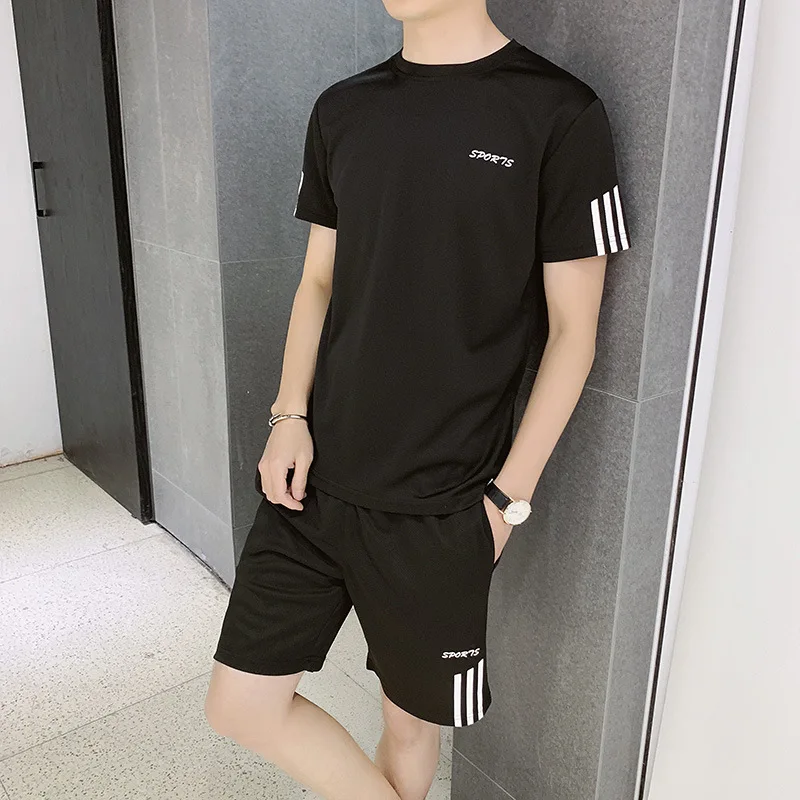 Summer Thin New Sports Suit Casual Men's Running Clothes Trend Short Sleeve Shorts Suit Men Casual Shorts Short Sleeves Men