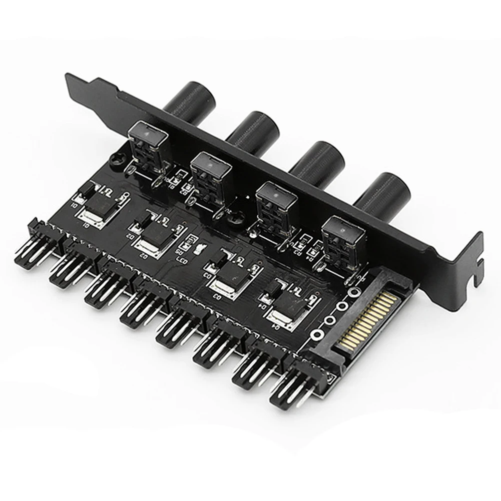Cooling Fan 12V 1 To 3 8 Way PC Case Cooling Fan Hub 4Pin 3Pin Speed Controller Regulator Splitter Computer Adapter