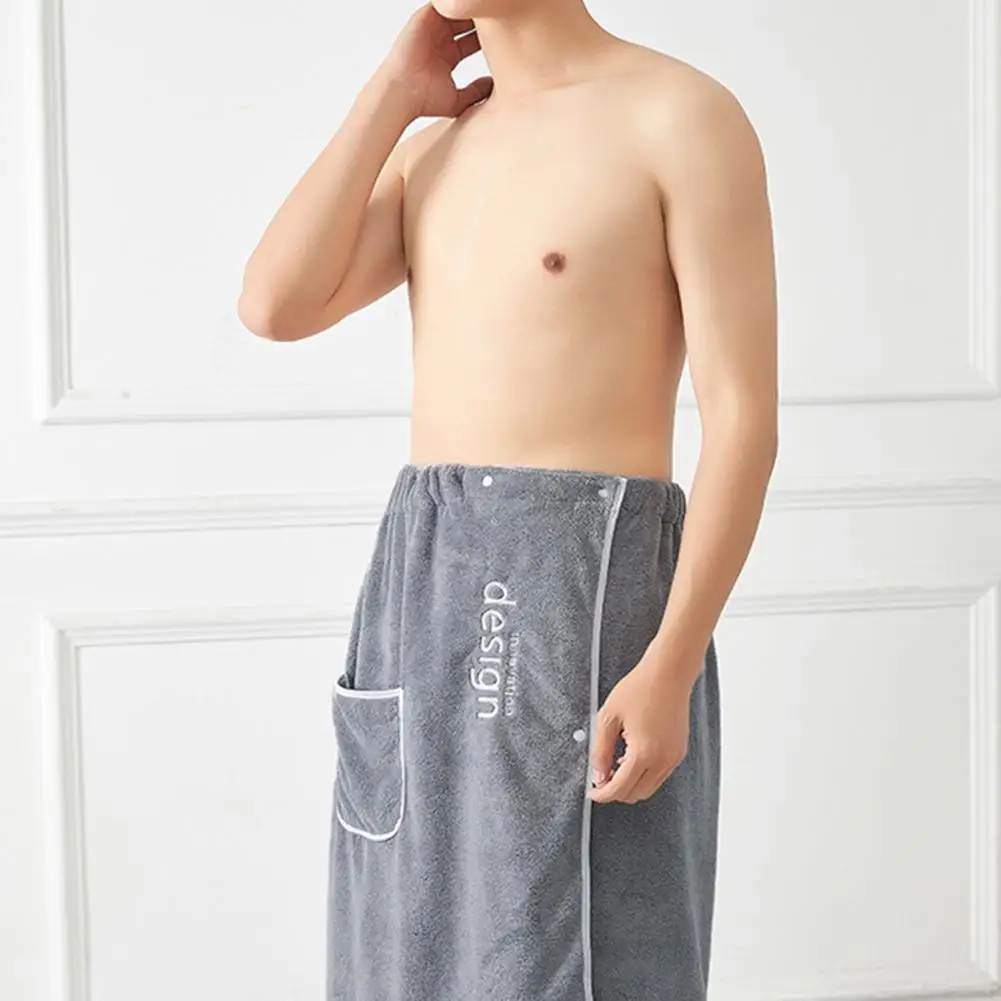 Soft Absorbent Men Towel Quick-drying Towel for Men Quick Dry Men's Bath Wrap with Secure Buckle Pocket for Gym Spa Sauna bath towel