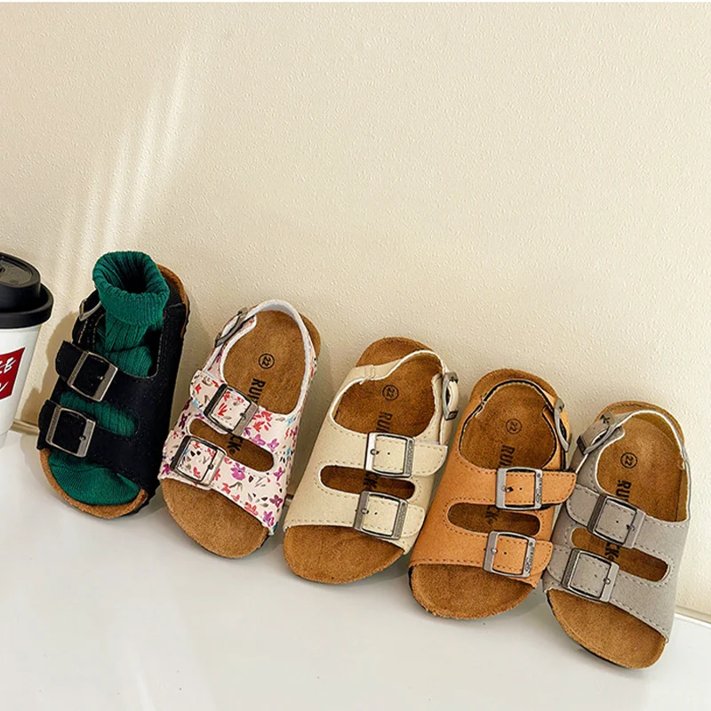 

Children's Cork Sandals Kids Boys Girls Unisex Outdoor Anti-Slip Healthy Insoles Casual Shoes Open-Toed Beach Flip-Flops Summer
