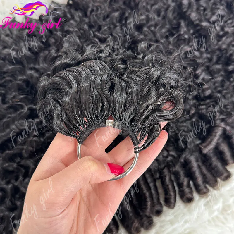 12A Feather Crochet 100% Human Hair Burmese Curly Human Crochet Hair For Women 300g Pre-Separated Feather Crochet Hair Bundles 6