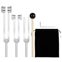 Tuning Fork Set (128Hz, 256Hz, 512Hz) Of 3 Pack,Tuning Forks With Reflex Hammer For Sound Healing Sound Vibration Tools 1