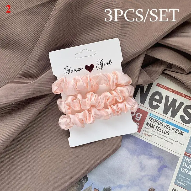 Elegant Silk Satin Scrunchies Set - 6-Piece Solid Color Hair Accessories Collection