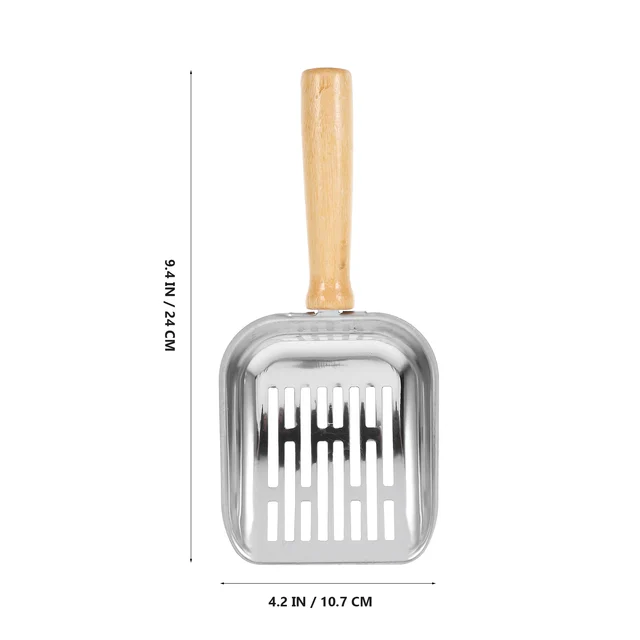 Cat Litter Scoop Metal Non-Stick Long Handle Sturdy Construction Flat Head Sifter for Easy Waste Removal Home Grooming 3