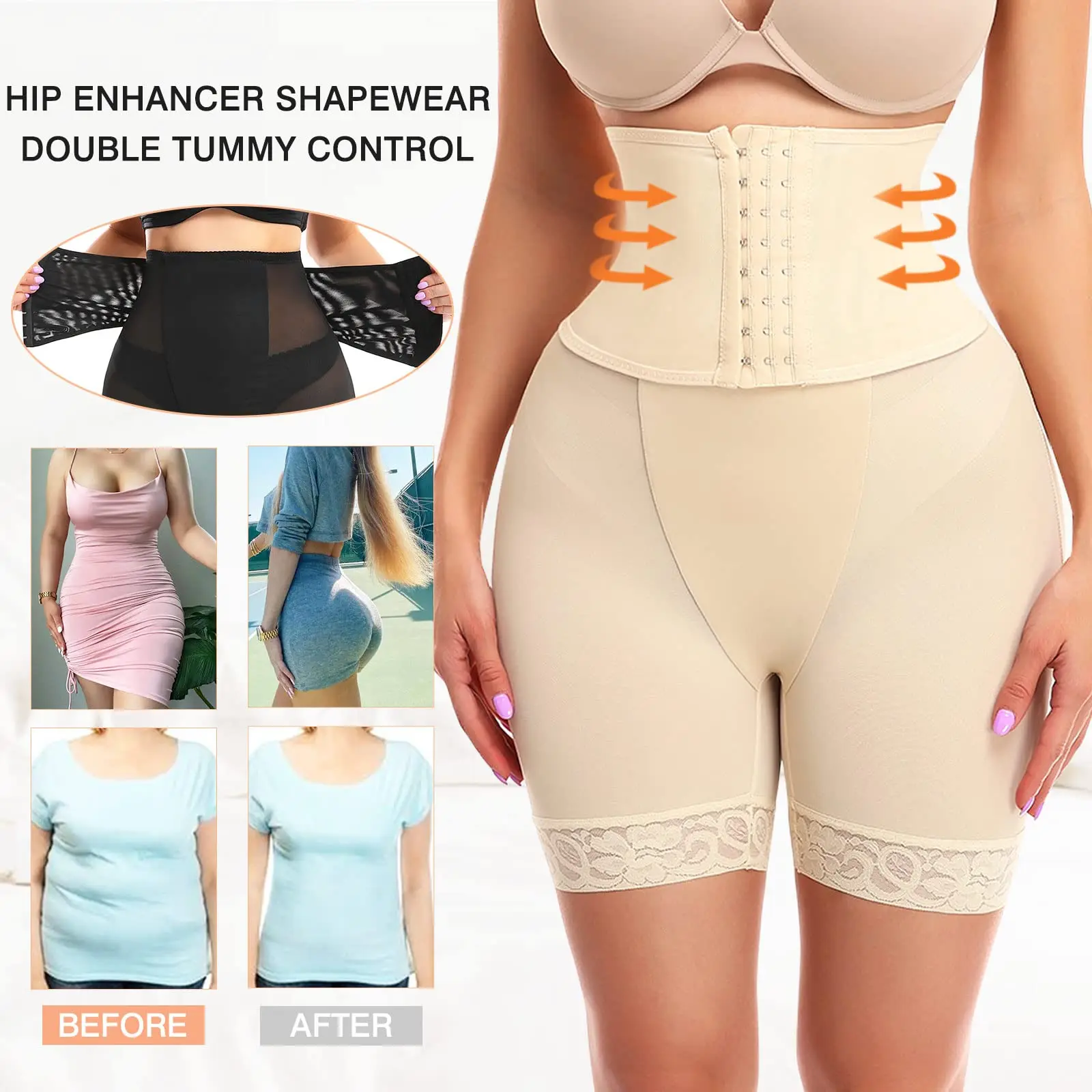 Hip Pads For Women Shapewear Butt Pads for Bigger Butt and Hip High Waist  Lace Trim Tummy Control Hip Lifting Shapewear Slimming - AliExpress