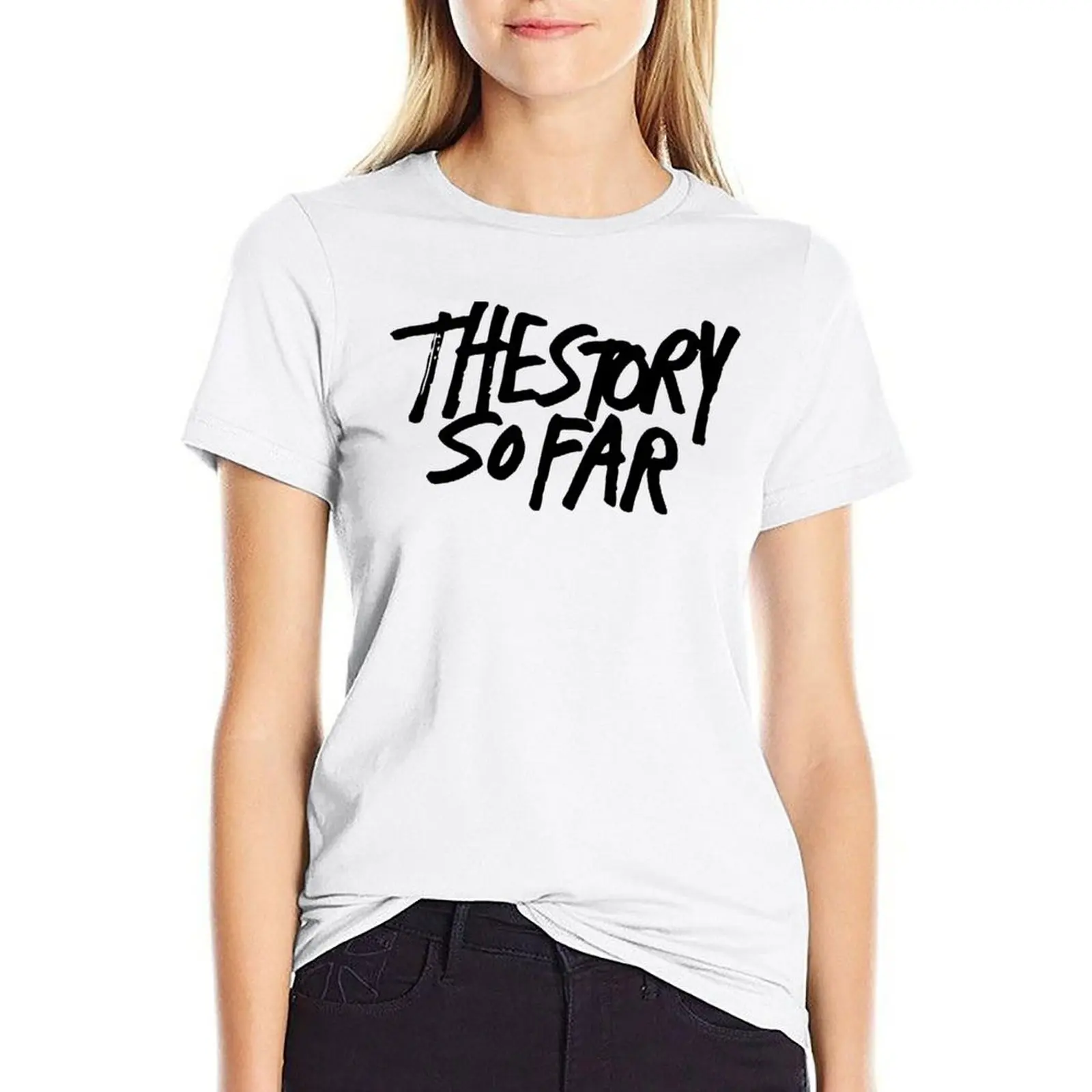 

the story so far black T-shirt summer clothes Aesthetic clothing plain t shirts for Women
