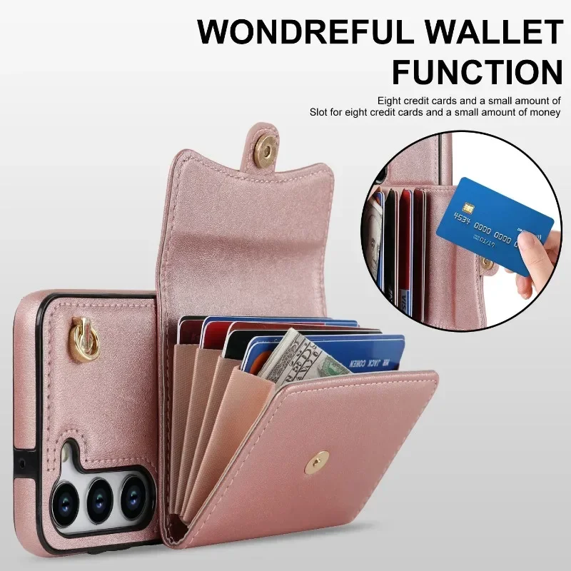 Elegant Wrist Strap Crossbody Phone Case with Wallet Card Holder