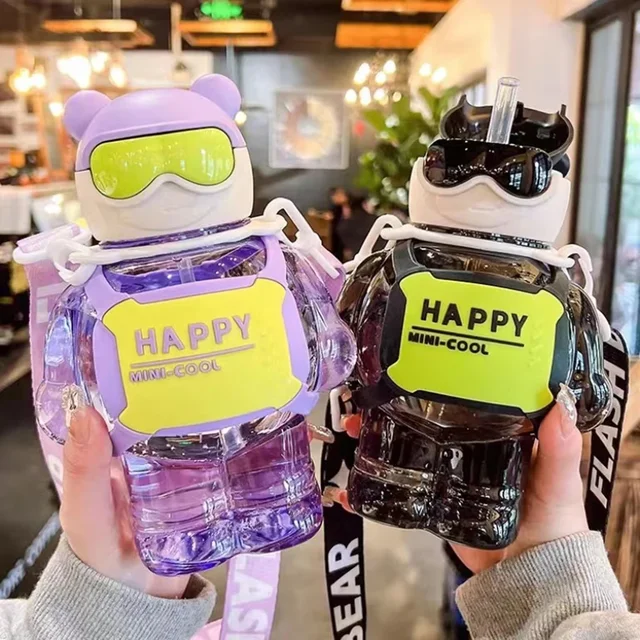 850ml Sports Water Bottle With Straw Large Capacity Plastic Water Cup For Travel Portable Backpack Kettle Children Cup BPA Free 3