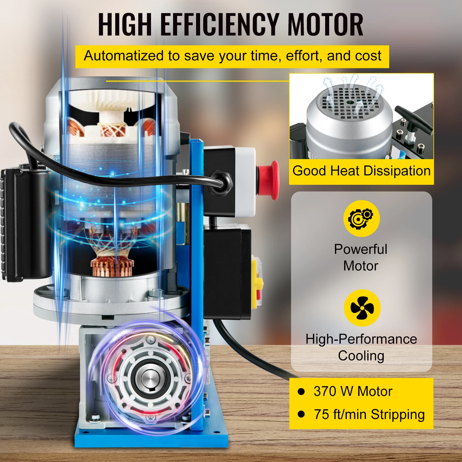 VEVOR Electric Wire Stripping Machine Cable Stripper 1.5-38mm 11 Channels Acrylic + Aluminum W/ Blade for Scrap Copper Recycling 3