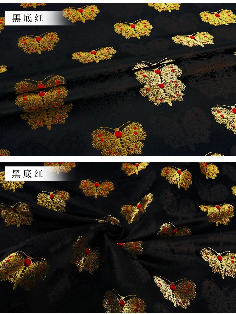 Gilt Thread Song Brokatstoff, hochdichter Jacquard, luxuriöser chinesischer Seidenstoff für Hochzeitskleider, DIY-Bastelarbeiten – Detail 8