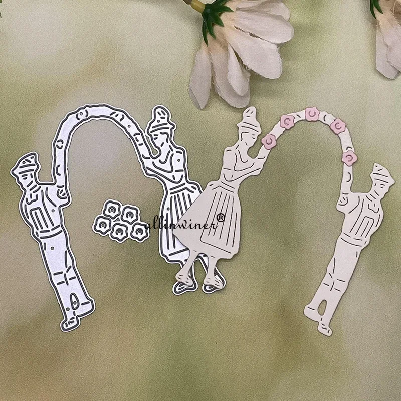 Neue Paar Blume Bogen Metall Schneiden Stirbt für DIY Scrapbooking Album Papier Karten Dekorative Handwerk Präge Stanzen