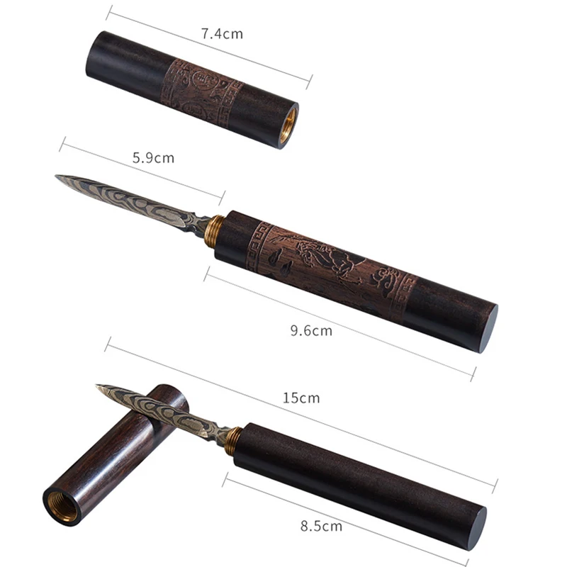 Stainless Steel Ebony Chinese Puer Tea Needle Cutter Damascus Tea Knife Solid Wood Set Home Party Supplies