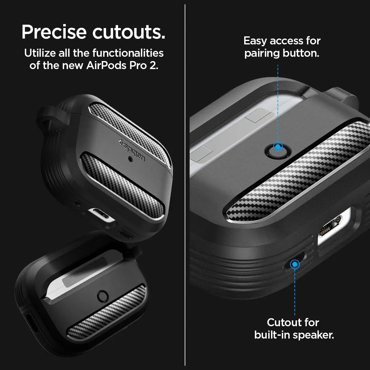 Airpods pro 2 (2022) 用のspigen頑丈なアーマーケース - AliExpress