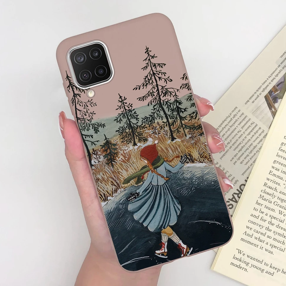 Cute Love Heart Matte Phone Case with Floral Design - Compatible with Samsung Galaxy A12, M12, and F12