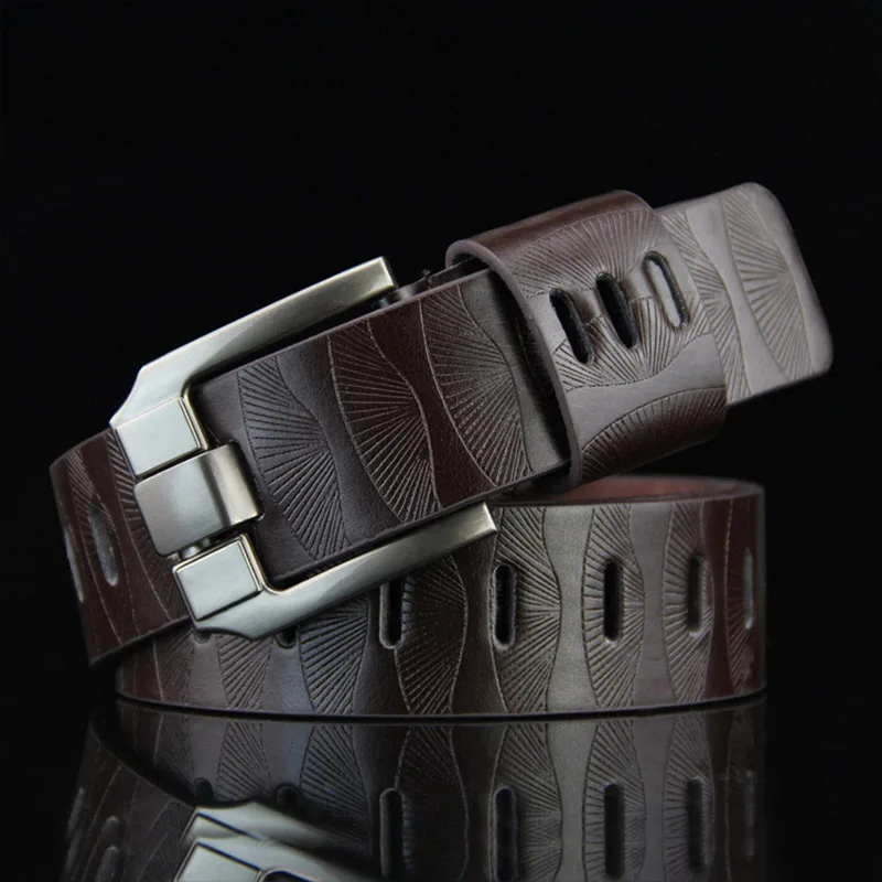 New Fashion Men'S Leather Bandwidth Pin Buckle Belt Casual Antique Belt Retro Long Hole Type Simple Design Versatile Belt A1052