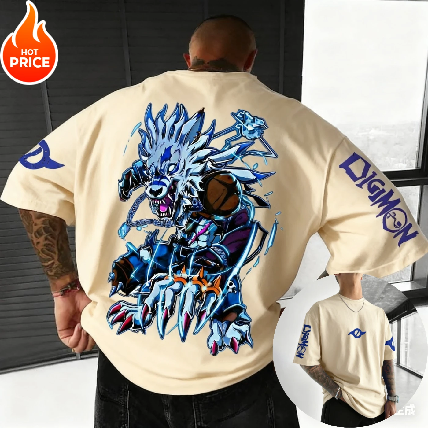 Digimon Anime Garurumon 2025 New Harajuku Men Vintage Summer T