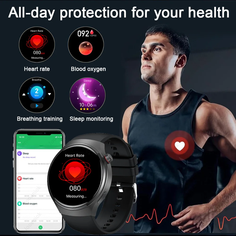 Watch 4 Pro Sports Smart Watch Men 360*360 AMOLED HD Screen Heart Rate Bluetooth Call IP68 Waterproof Music SmartWatch 2025 New 4