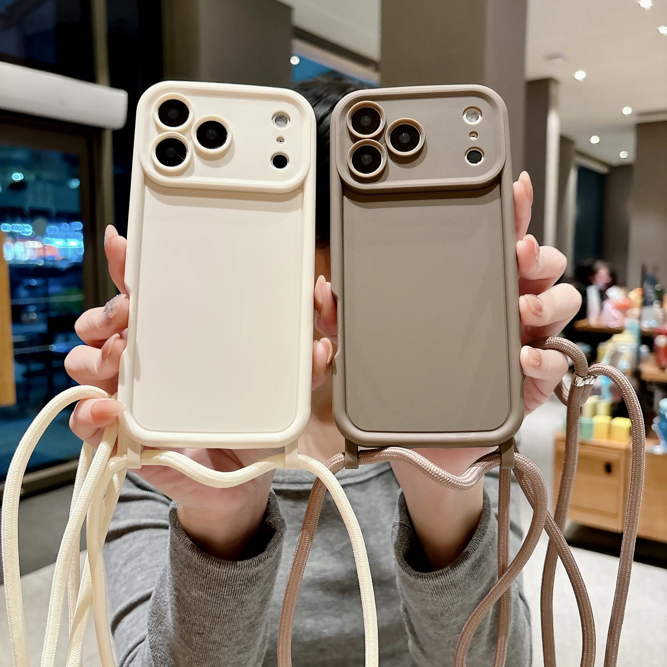 Silicone Phone Case with Adjustable Crossbody Lanyard Strap - Soft Protective Cover