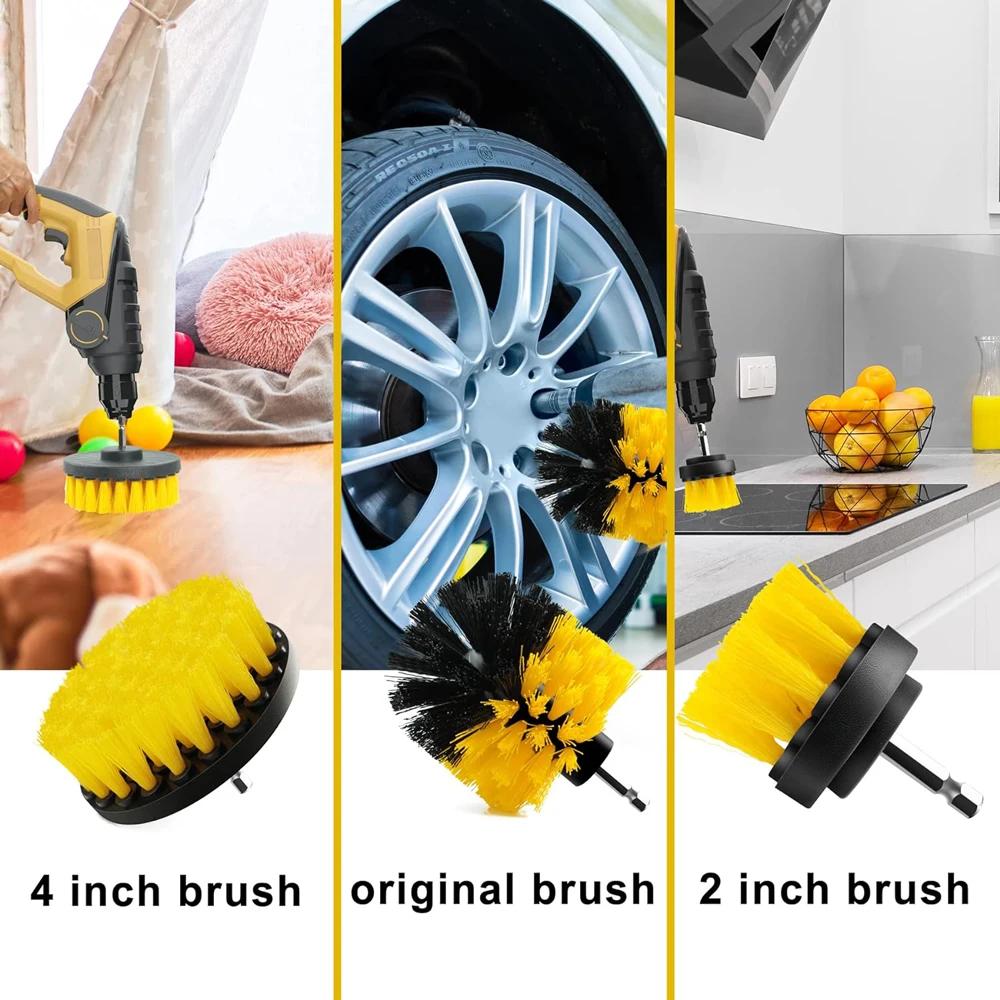 Auto Detailing Drill Brush Set, 4pcs Wheel Cleaner Brushes, Car Cleaner  Wash Brush Supplies Kit for Tire, Car Mats, Floor Mat, Bathroom and Auto  Power