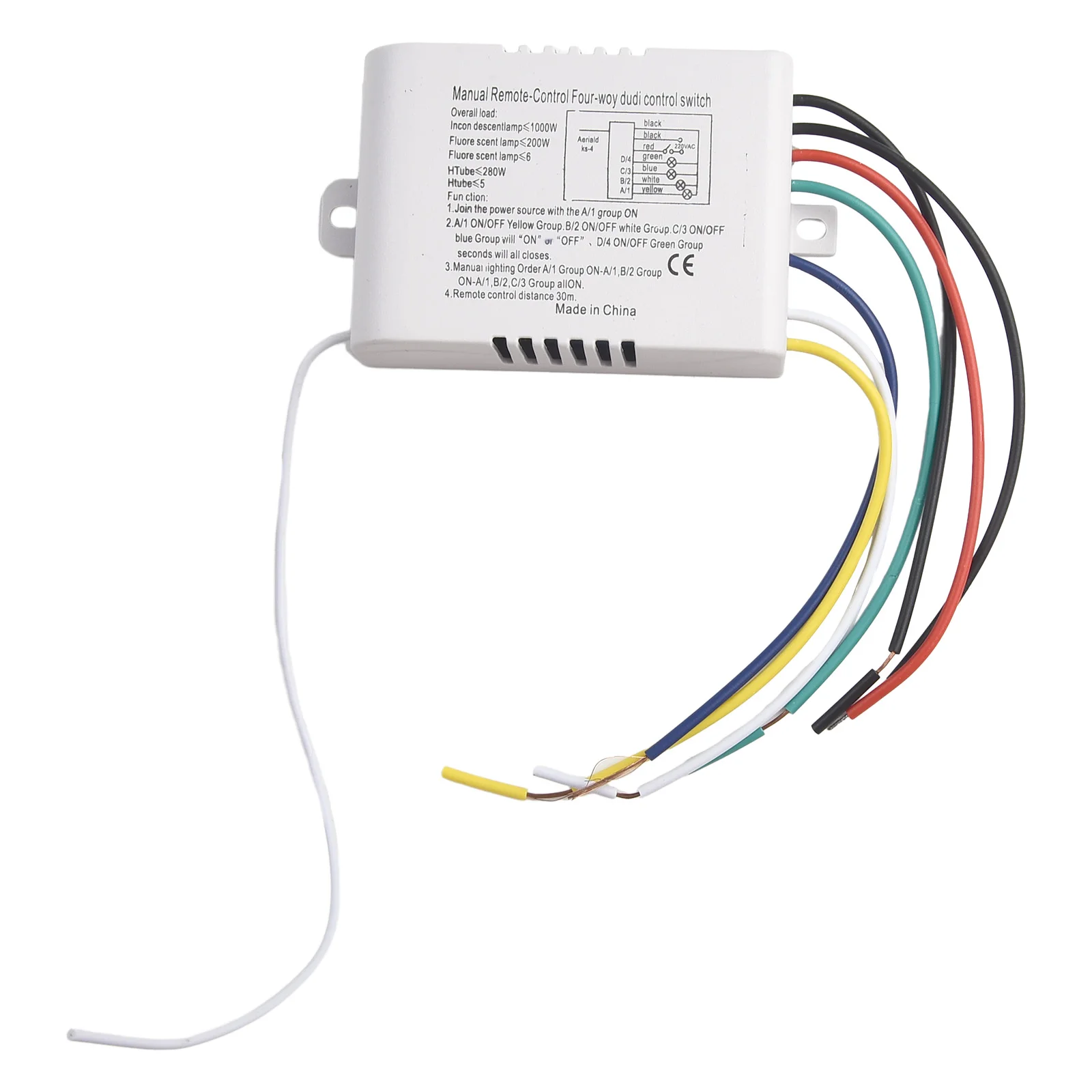 

4 Way Remote Control Switch 220V Four-Way Digital Wireless Wall Light Receiver Transmitter Remote Control Switch Without Battery