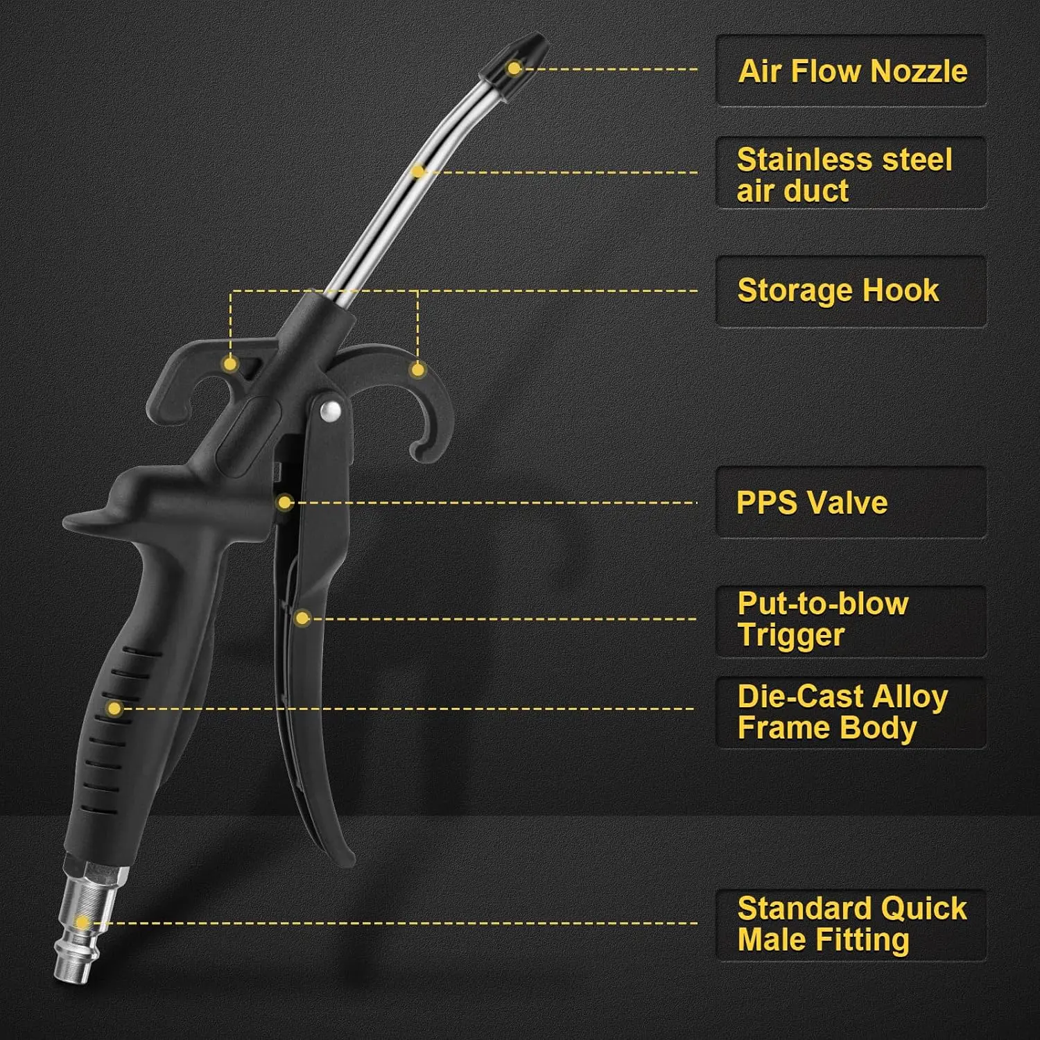 High Pressure Air Dust Collector, Pneumatic Tool Parts, Rust Proof Air Blower, Industrial Cleaning Tool Quick Connection 5