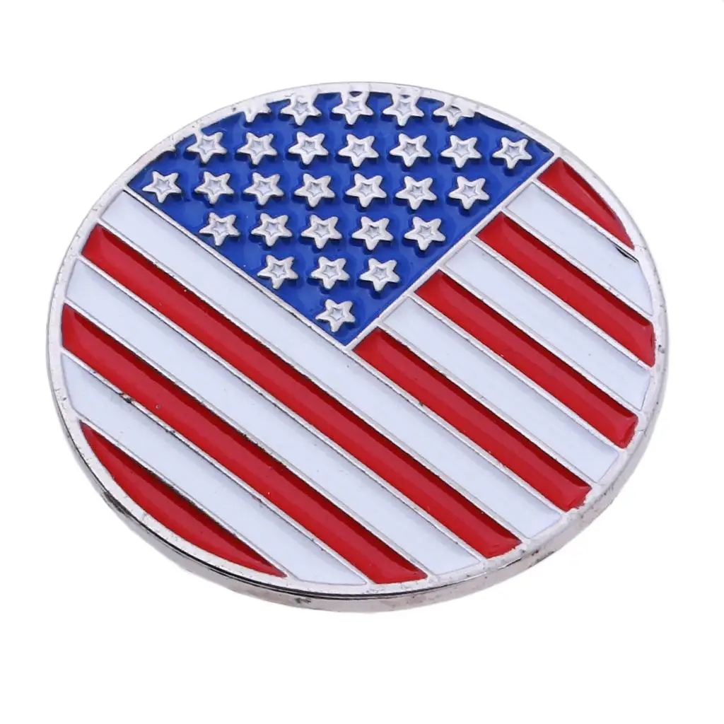 Golf Ball Marker With Hat Clip "American Flag" 24mm for Ball Marker