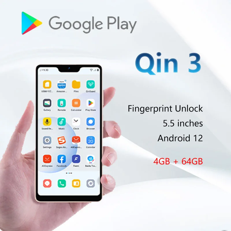 Qin 3 Mini Mobile Phone, Supports 4G, Google, Multi-language, Bluetooth, WiFi Smartphone bluetooth mini mobile phone bluetooth dialer universal wireless headset bm50 supports sim card independent phone make calls