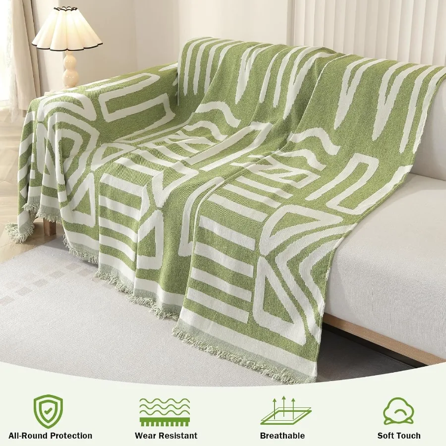 Boho Sectional Couch Covers 2 Pieces L Shaped Sofa Cover for Living Room and Bedroom Chenille Fabric Couch Cover with Washable