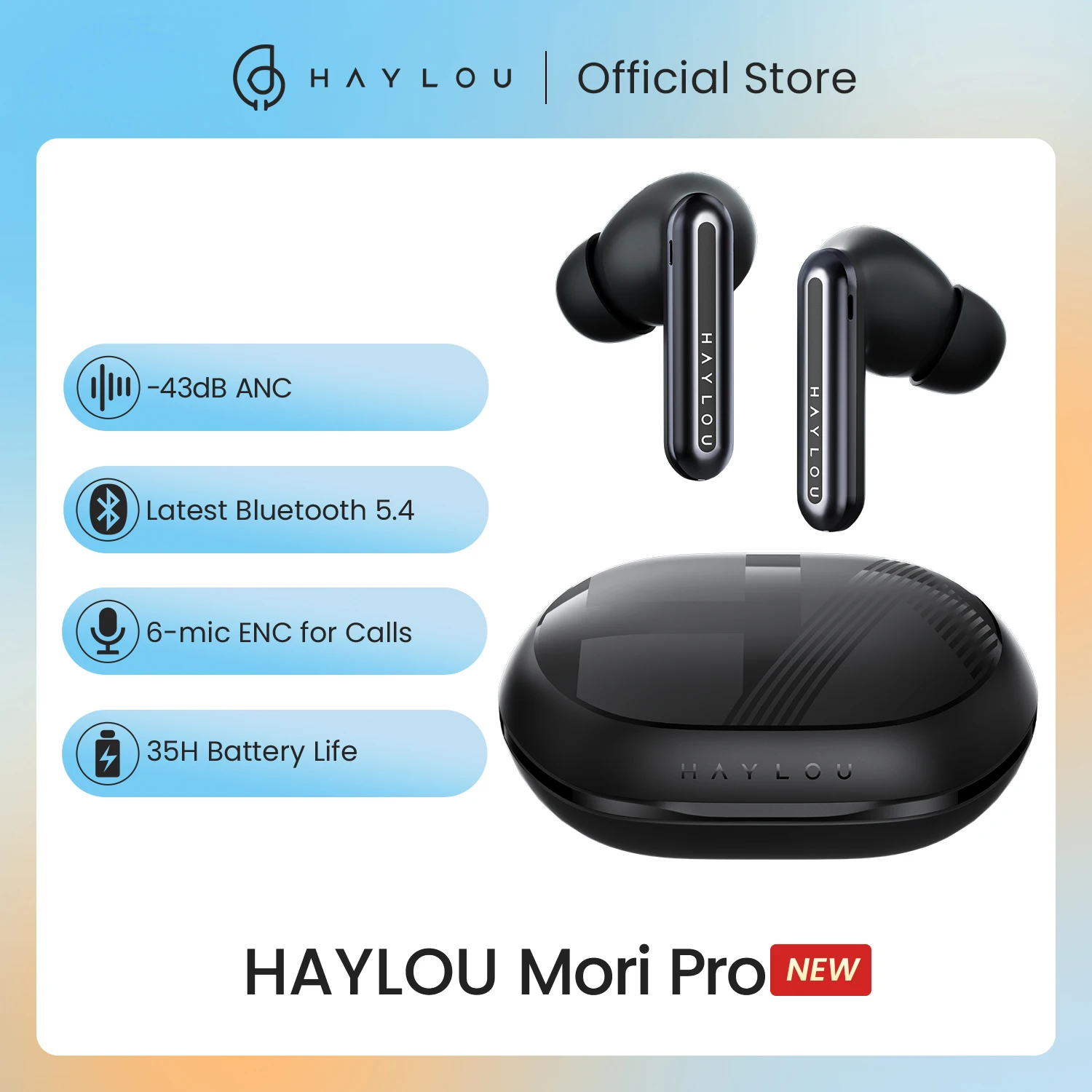 HAYLOU Mori Pro earphone Bluetooth Earbuds nirkabel Mic