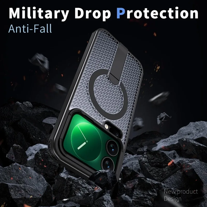Luxury Honeycomb Cooling Stand Holder Magnetic Case - Hard Armor Protective Cover