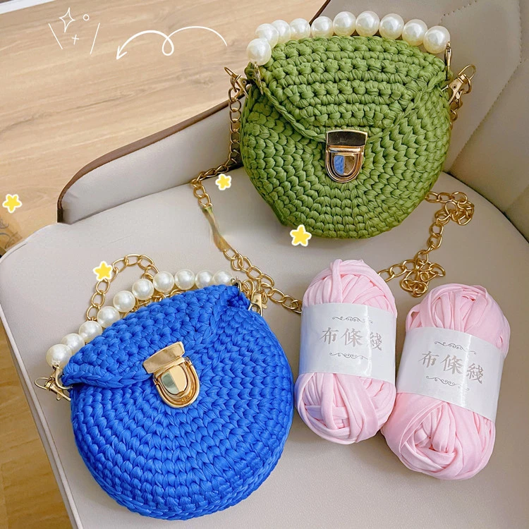 Non Pilling Cloth Strip Hand Woven Bag Fashion Bright Diy Material Bag Knitted Yarn Wear-Resistant And Strong Fabric
