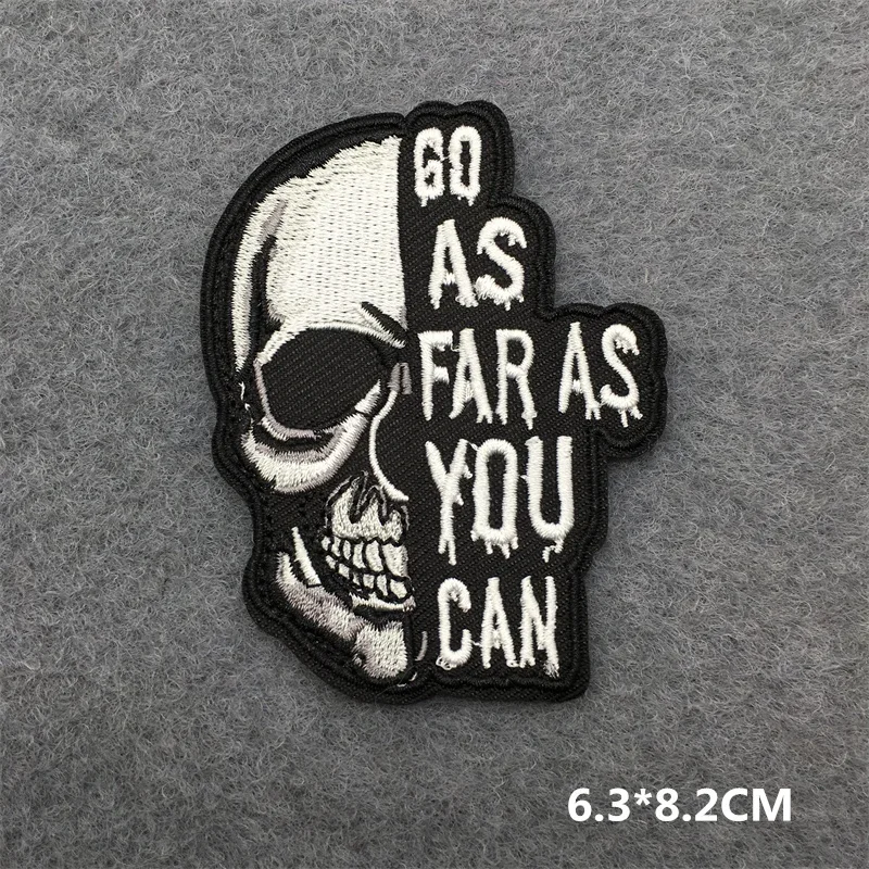 Flame Skull Embroidered Punk Patch