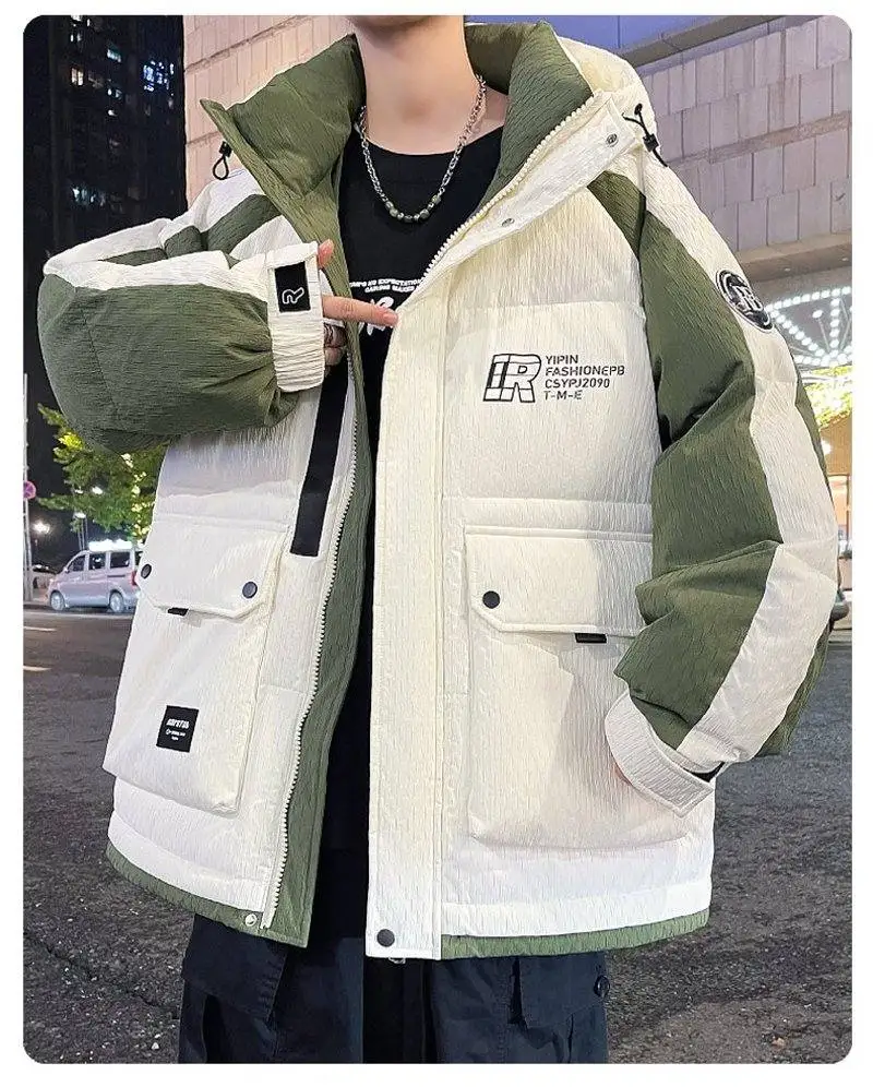 Casual Winter Herren Warme 90% Weiße Ente Daunenjacken Jugend Streetwear Winddichte Puffermäntel Lose Dick Gepolsterte Parkas Kleidung – Detail 9