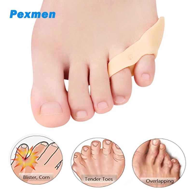 Pexmen 2/4Pcs Soft Gel Pinky Toe Bunion Protector Tailors Bunion Toe Separator for Foot Pain Relief Corns Callus and Blisters