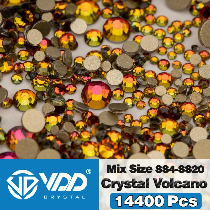 Фото VDD 14400 шт., оптовая продажа, стеклянные стразы разных размеров, кристаллы без горячей фиксации, золотые плоские камни для творчества, аксессуары для дизайна ногтей №4