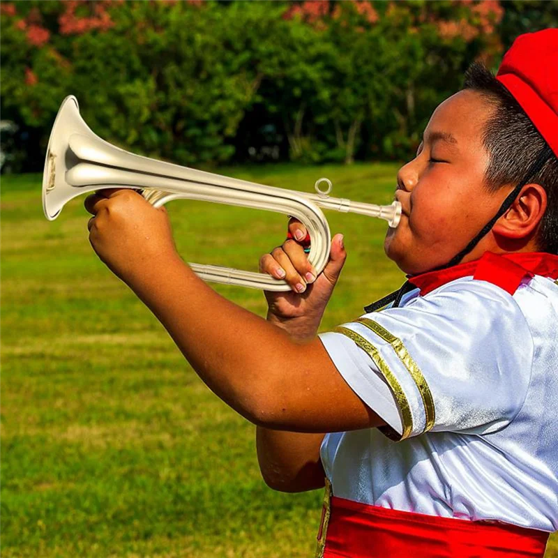 ABVH-Small Trumpet Bugle Brass Golden Horn Simple Beginner Wind Instrument For School Band Child Student