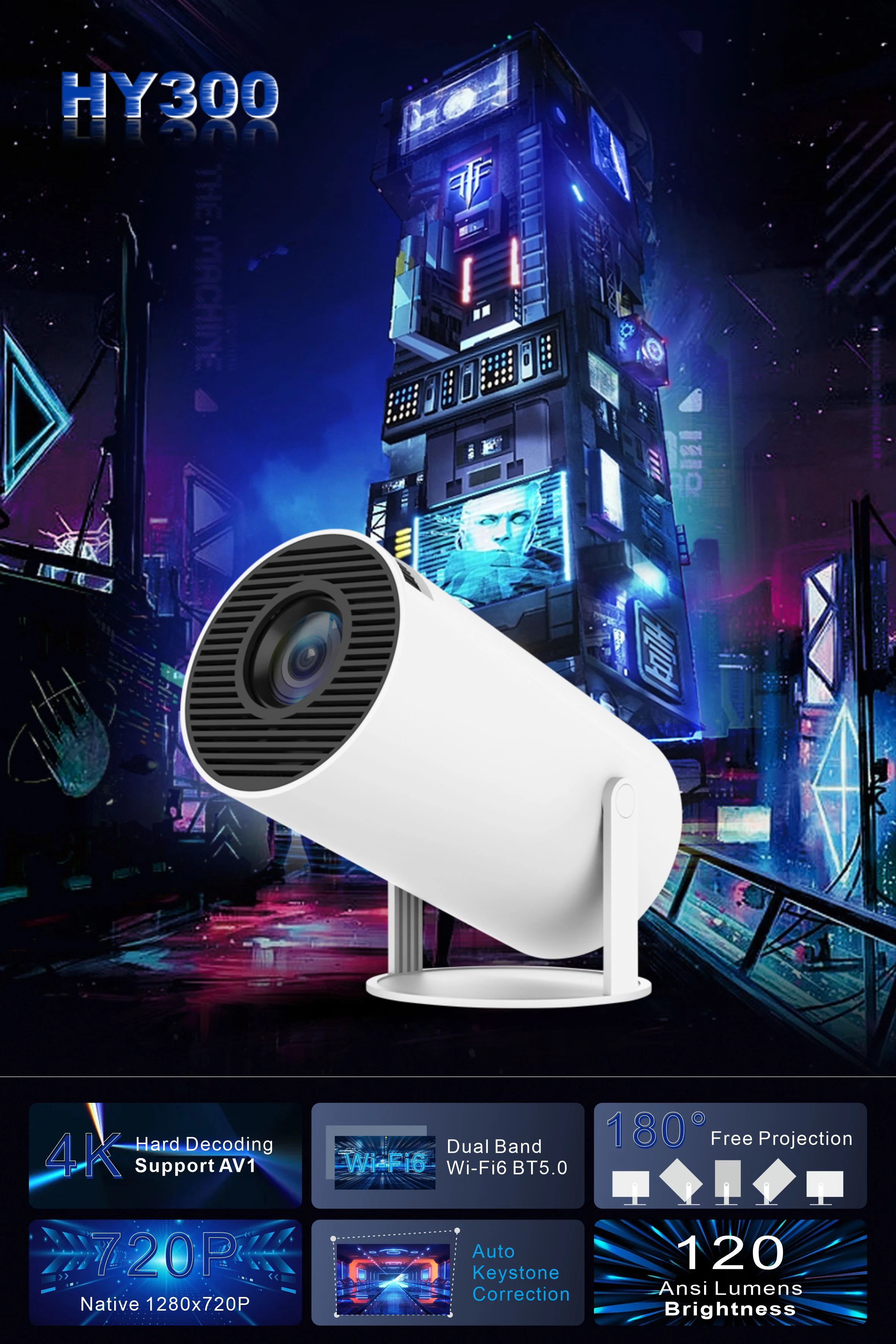 お中元 お歳暮 お年賀 夏 冬 年末年始のご挨拶 ギフト 通販な Projector Hy300 Allwinner ANSI 200 Wifi6 Dual 11 Android 4K テレビ
