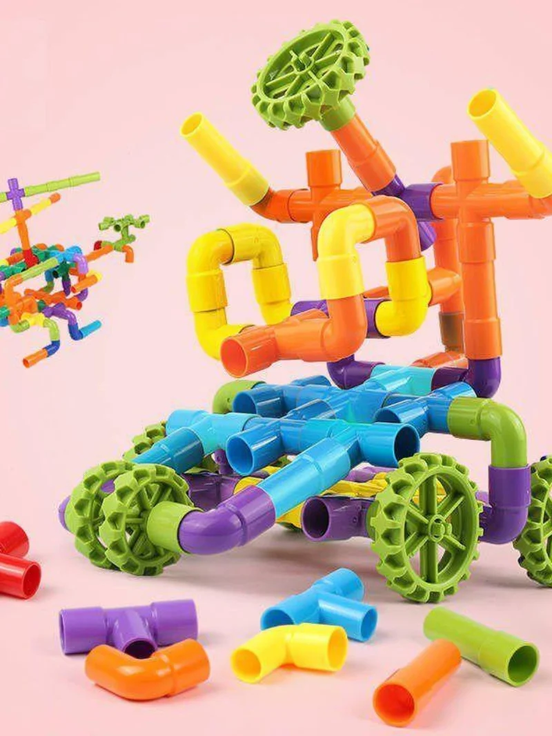 Large Size Children's Water Pipe Building Blos Toy Plastic Snap Together Eonal Tabletop Toy for Boys And Girls Kinder...