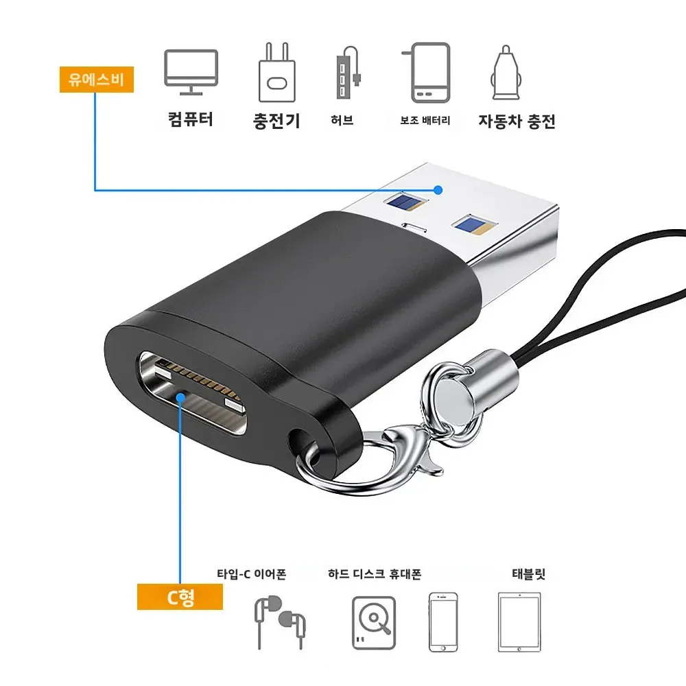 USB 3.0 to USB C 어댑터 미니 고속 USB C타입(암) to USB A타입(수) 고속 충전 데이터 동기화 OTG 어댑터