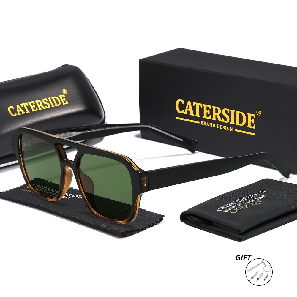 CATERSIDE Retro Männer Optische Sonnenbrille Flache Oberseite Doppel Brücken Rezept Brillen Frauen Myopie Ätherische Geschenke Gläser UV400 – Detail 12