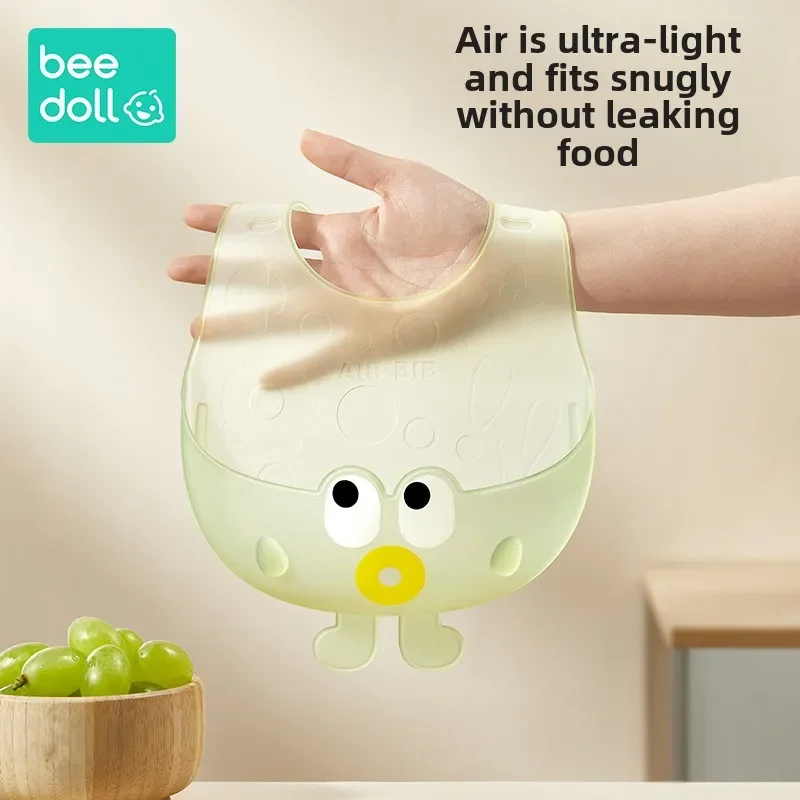 Baby eating bib silicone waterproof baby bib children's complementary food rice pocket saliva anti-dirty super soft pocket