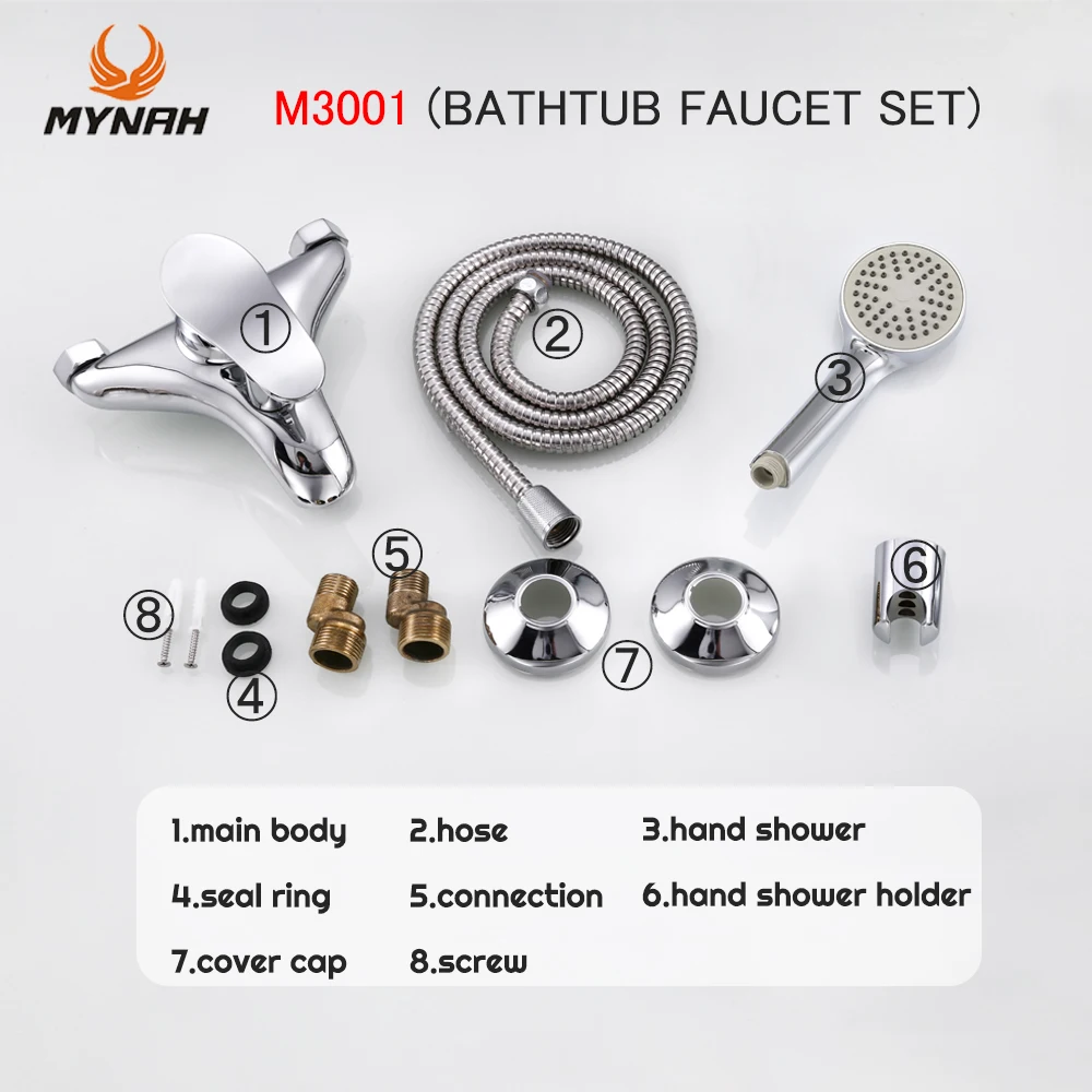 Shower Set Bathtub Faucet Shower Faucet MYNAH Bathtub Faucet Unique Styling Shower Faucets Bathroom Mixer Chromed Wall Mounted Bathtub Water Taps