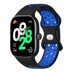 Breathable Sport Silicone Watch Strap Accessory Replacement Bracelet for Miband 8 Pro (Black blue)