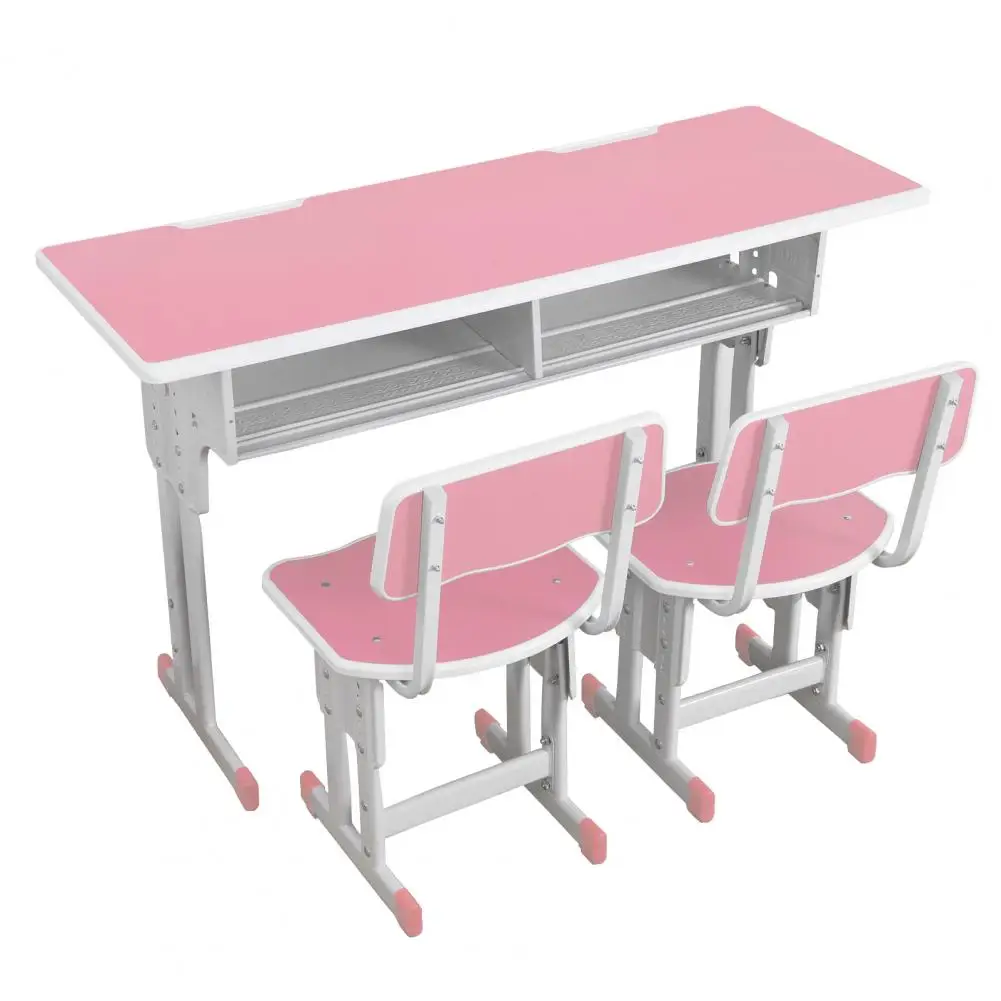 Children Double Seat Study Table Height Adjustment, 150lbs Load Capacity Chair And Desk Set with Anti-slip Rubber Leg Cover 5