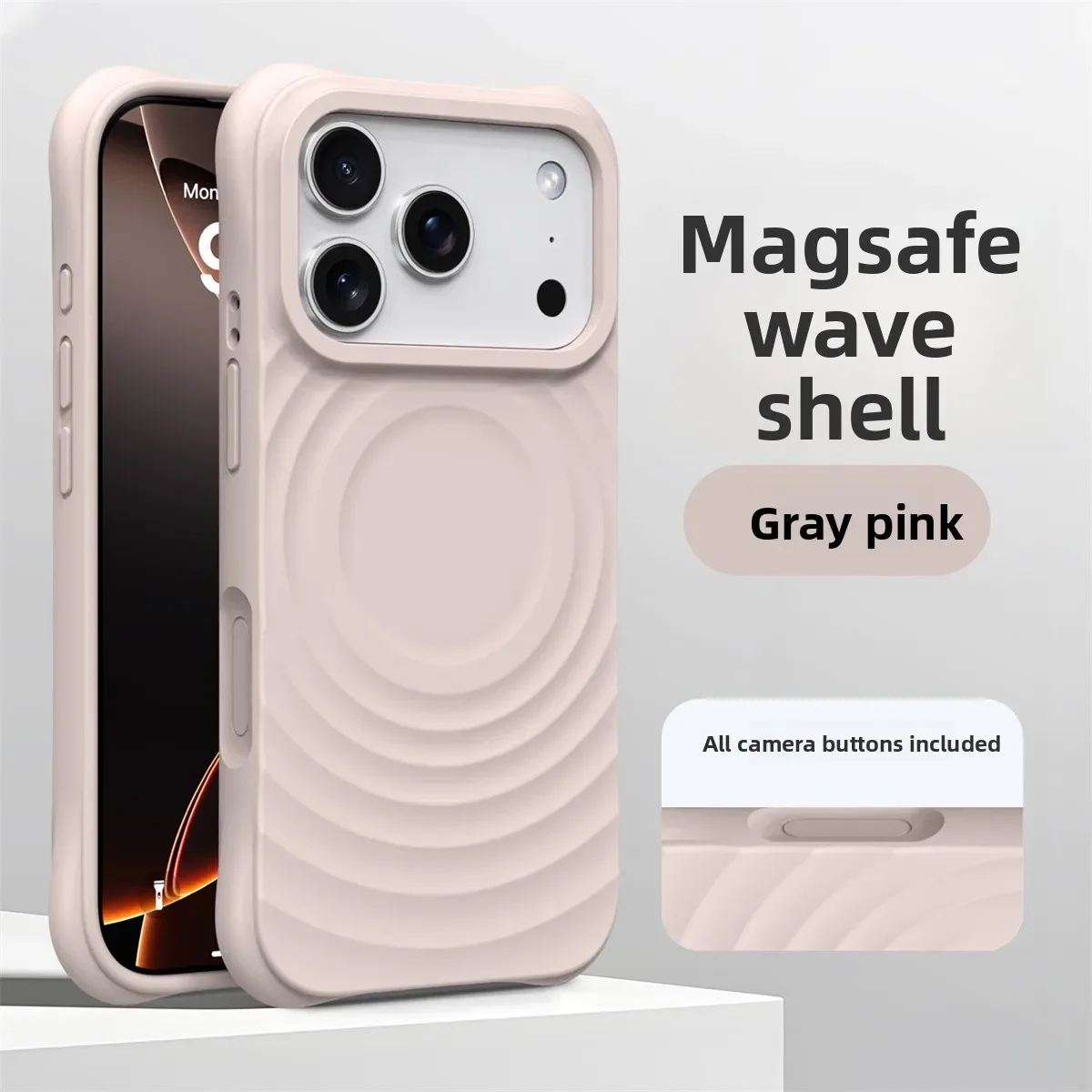 ตัวเลือกสินค้า เคส iPhone Air 17 16 15 14 Pro Max ลายคลื่นน้ำ ซิลิโคนนิ่ม ชาร์จไร้สาย MagSafe