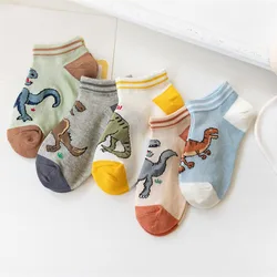 Children's Dinosaur Patterned Socks - 5 Pairs of Comfortable & Breathable Casual Soft Socks - XL 9-12Y 20-22cm