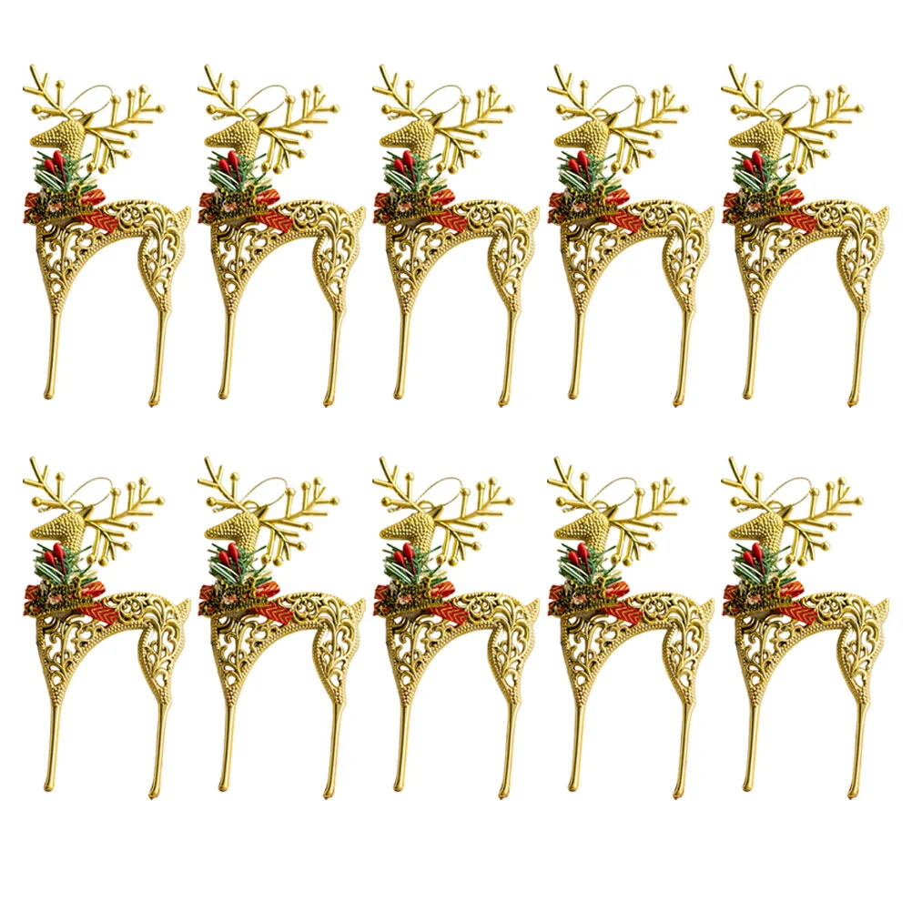 

10 Pcs Ornament Christmas Elk Pendant Decorations Plastic Xmas Scene Layout Supplies