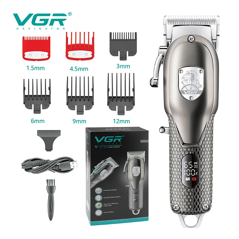 

VGR Electric Hair Clipper Professional Hair Cutting Machine Hair Trimmer Haircut Machine Metal Barber USB Charging for Men V-276