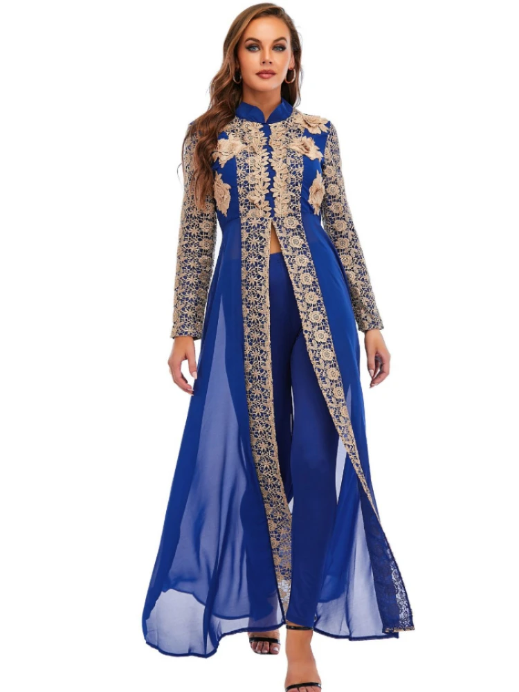 Women Muslim Dresses Holiday Islamic Clothing Marocan Caftan Elegant Long Sleeve Muslim Sundress Women Casual Dubai Turkey Dress